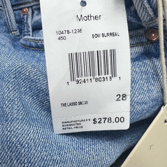 NWT MOTHER The Lasso Sneak High Rise Jeans in Sow Surreal Sz 28 - Picture 12 of 14